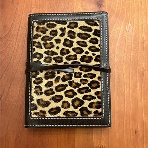 Valentina Italy Brown Leather & Calf Hair Lined Page Note Book Journal